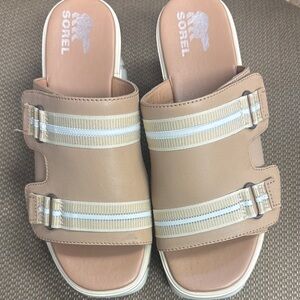 Sorel Tan Double-Strap Sandals with Cushioned Footbed